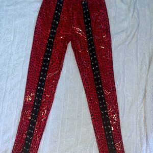 Extreme empire lace up pants by dollskill in red
